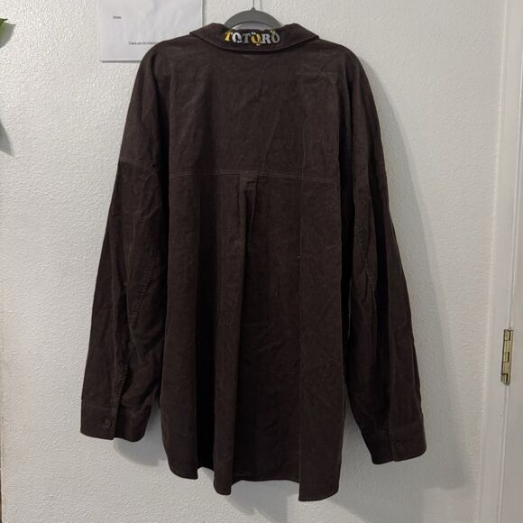 Studio Ghibli My Neighbor‎ Totoro Forest Embroidered Overshirt 5X Brown Anime - Picture 3 of 6